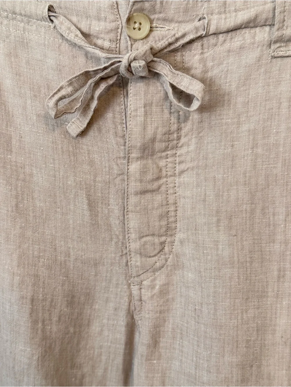 Perry Ellis Linen Pants Mens 38 Beige Drawstring Chino Lightweight Beach
